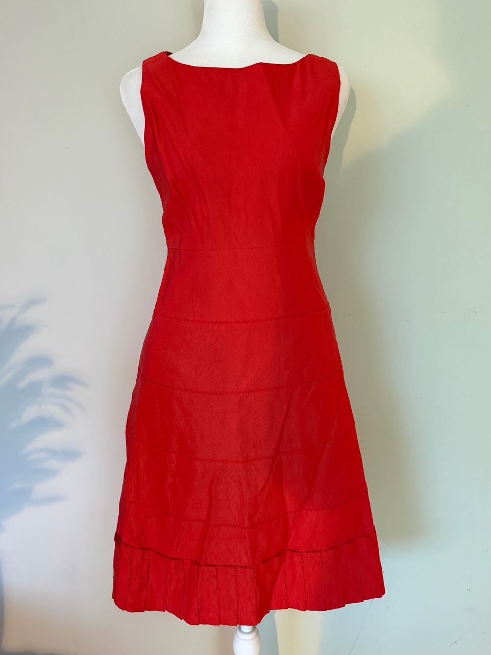 REISS Red Sleeveless Pleated Hem Fit & Flare Dress UK 6 US 2